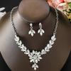 Conjunto de 2 peças de colar e brincos vintage com explosões europeias e americanas, joias exageradas de flores, novos acessórios de casamento para noivas