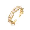 Aogu Anillo Abierto Geométrico de Circonita de Oro Real Chapado en Cobre de Lujo Accesible a la Moda para Mujer Nicho de Alta Gama Producto Nuevo Transfronterizo