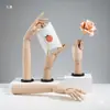 Soporte de Exhibición de Anillos Modelo de Mano de Madera Maciza, Modelo de Articulación de Mano Falsa, Maniquí de Dedo, Accesorio de Mano, Soporte de Exhibición de Guantes