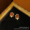 Pendientes de aro estilo corte retro antiguo chapado en bronce antiguo estilo occidental oro antiguo ágata roja filigrana trabajo pesado nicho