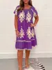 En Stock 2026 Ropa de Mujer para Comercio Exterior, Tallas Grandes Europeas y Americanas, Estación Europea Amazon Transfronterizo Vestido de Verano Estampado de Manga Corta