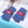 Guantes de punto para niñas, cálidos y de invierno, con lazo grueso de jacquard, de cinco dedos, para ciclismo y tareas escolares.