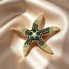 Broche de Estrella de Mar con Pedrería para Mujer Lujo Ligero Transfronterizo Europeo y Americano Nicho Sensación de Alta Gama Ramillete Aleación Retro Accesorios de Ropa Venta al por Mayor
