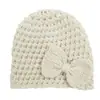 Gorro de lana de otoño e invierno para bebé europeo y americano, gorro de color liso cómodo con lazo para niños, gorro de bebé
