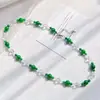 Colar Gargantilha Design Pedra de Quartzo Imitação Jade Cristal Branco Natural de Alta Qualidade Conjunto