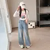 Pantalones de Pierna Ancha de Mezclilla para Niñas Primavera y Otoño Elegantes 2026 Nuevos Pantalones Largos Casuales para Niños Medianos y Grandes Pantalones Rectos de Otoño para Niños
