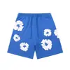 Shorts de Secagem Rápida com Estampa de Flor de Algodão para Homens, Casual Solto Tendência Respirável Perna Reta Calça de Praia de Verão