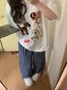 Playera de Media Manga con Estampado de Patrón Top Ropa Estilo Letra Pequeña Algodón Manga Corta Camiseta de Moda para Niña Pequeña Estándar