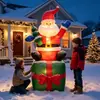 Papai Noel Inflável Transfronteiriço de 1,8m Sentado em uma Caixa de Presente LED Decoração de Natal para Jardim Externo Ornamento