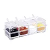 Set Moderno Minimalista de Caja de Condimentos de Cuatro Compartimentos Suministros de Cocina Botellas de Condimentos Frascos Combinados Multifuncionales Grado Alimenticio