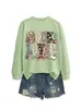 Amazon eBay site independente casual e estiloso feminino amante de livros floral café outono e inverno nova blusa de moletom