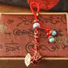 Llavero de Hacha con Palabra de Suerte de Aceite Rojo Colgante de Hacha de Latón Puro Hecho a Mano Creativo Personalizado Decoración para Llave de Coche