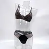 Venta Caliente Transfronteriza Sexy Francés Verano Delgado Encaje Estampado de Leopardo Busto Grande Reductor Sujetador para Mujer Sujetador de Encaje