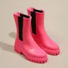 Botas de Lluvia, Zapatos de Agua, Botas Altas de Media Pantorrilla para Mujer, Ropa de Exterior, Antideslizantes, Impermeables, Botas de Lluvia para Exteriores, Zapatos de Goma para Días Lluviosos, Cubrezapatos, Antideslizantes y Resistentes al Desgaste