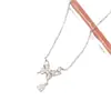 Novo Colar da Moda Feminino Simples Diamante Folha de Bordo Coração Asas Cruz Borboleta Versátil Colar Simples