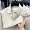 Camisa lisa de algodão para homens jovens e de meia-idade, estilo primavera e outono, confortável e amigável à pele, adequada para o trabalho diário e uso casual, camisa de manga comprida