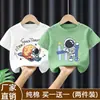 Camiseta de algodón puro de manga corta para niños en verano, nuevo estilo 2026, top estiloso para niños pequeños y bebés, media manga ins