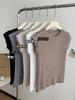 Camiseta de Verano Fina de Lyocell Tencel Lana Manga Feifei para Mujer Manga Corta Slim Más Fácil de Combinar Hombro Derecho Top Corto sin Mangas