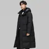 YY Chaqueta de plumón con capucha para pareja, estilo idéntico, estilo largo, hasta la rodilla, chaqueta acolchada cálida, chaqueta de esquí de moda, ropa de abrigo