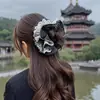 Scrunchie de renda floral estilo coreano para mulheres, novo modelo 2026, elástico de cabelo grande de camada dupla de alta qualidade para coque