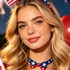 Pegatinas de pecas para el Día de la Independencia Americana Transfronterizas con Estrellas Rojas y Azules, Impermeables y a Prueba de Sudor, Pegatinas de Maquillaje de Fiesta de Larga Duración