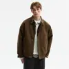 Jaqueta baseball patchwork xadrez marrom estilo americano transfronteiriça com gola dobrada para homens, jaqueta casual solta estilo celeiro de verão