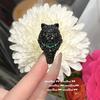 Anel de Gatinho Esmeralda Pavão Ampliado Banhado a Ouro 18K Vintage Anel de Zircônia Rosa Concha