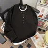 Sudadera Pulóver Falsa de Dos Piezas con Cuello Henry y Mangas Largas para Hombre Primavera Corte Ajustado Estilo Coreano Estilo Ligeramente Maduro Chaqueta Casual Holgada
