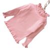[em estoque suéter infantil gola alta com babados roupas infantis suéter para bebê menina camiseta básica canelada para menina criança]