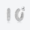 Pendientes Versátiles Europeos y Americanos Moda Ins Pendientes en Forma de C Completos de Diamante Plata de Ley 925 Hebilla de Oreja de Alta Gama para Mujer