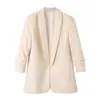 Blazer feminino slim fit versátil de moda para primavera e outono, estilo europeu novo, transfronteiriço europeu e americano, sem botões