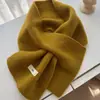 Bufanda de Punto 100% Lana Pura para Mujer Otoño e Invierno Cálida Versátil Color Sólido Cuello Protector Ambiente de Pareja Estudiante Bufanda