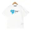 Marca de moda europeia e americana estampa de logo graffiti letra palma camiseta de manga curta solta masculina e feminina casual solta manga curta