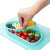 Plato de cena de silicona con ventosa de tela Dorado, plato de cena de silicona con dibujos animados para bebé, plato de cena infantil integrado 6285