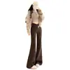 Pantalones acampanados negros para mujer, colección otoño 2026, diseño que alarga las piernas, tiro alto, estilo supermodelo, corte ajustado, elásticos, casual, pantalones de campana