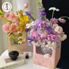 Vaso para Flores do Dia a Dia Cravo e Peônia Vaso de Flores Caixa de Flores Portátil Caixa de Presente Floral Embalagem Quadrada para Flores Caixa Dobrável