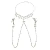 Accesorios Sexys Cadena Corporal para Bikini con Pedrería de Lujo, Colgante de Corazón con Lazo de Diamante, Cadena para el Pecho, Cadena para la Cintura para Mujer