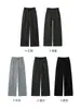 Calça de moletom preta de cintura alta e perna larga para mulheres, novo modelo outono 2026, design americano com rebites, calça esportiva casual de perna reta
