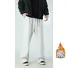 Calça Masculina de Lã Pesada Estilo Americano com Forro de Lã, Corte Reto Solto, Caimento Fluido, Boca Larga, Marca Tendência, Casual Descolado, Calça Curva, Novo Modelo