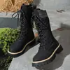 Botas de lana con cordones hasta la mitad de la pantorrilla para mujer de Amazon, nuevo estilo invierno 2025, forro de felpa, suela gruesa, plataforma de talla grande, botas estilo Martin en stock