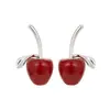 Aretes rojos de alta gama con forma de cereza para mujer, con un diseño lujoso y elegante, nueva colección 2026, joyería con temática de cerezas