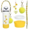 Taza de Fruta con Diseño Personalizado, Botella Deportiva con Popote, Taza Térmica de Acero Inoxidable de Alta Apariencia para Doble Bebida, Accesorios de Decoración de Flores