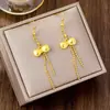 Pendientes de Lazo Chapados en Oro Vietnamitas de Moda Gancho para Oreja con Borla y Cuentas Versátil Color Duradero Joyería Yiwu