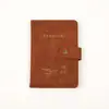 Porta libreta de ahorros de cuero PU sensible a la piel transfronterizo, posición para múltiples tarjetas, botón de presión, costura de una sola vuelta, porta libreta de ahorros, logo