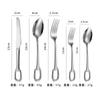Cubiertos de Acero Inoxidable 304 con Hebilla, Cuchillo, Tenedor y Cuchara, Estilo Europeo Agujero para Colgar Vajilla Creativa Tenedor, Cuchara de Té, Cuchillo para Bistec de Hotel, Tenedor y Cuchara