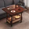 Mesa de Centro Móvil, Mesa Plegable para Apartamentos Pequeños, Sala de Estar, Uso Doméstico, Sofá, Balcón, Mesa de Comedor de Doble Propósito, Madera Maciza, Carrito Vintage