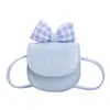 Mini Bolso de Hombro Estilo Occidental para Niños y Niñas, Lindo Bolso Cruzado para Bebé con Moño a Cuadros, Bolso Moderno de Color Sólido para Niños