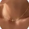 Collar con Colgante de Cruz de Circonita Cortada Estilo Nuevo Transfronterizo Europeo y Americano 2024 Personalizado Nicho Femenino Combinación Femenina