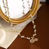 Contas Galvanizadas em Ouro Real Colar de Pérolas em Forma de Concha Ouro 18K Corrente Curta para Clavícula Japonês e Coreano Mais Vendido Luxo Acessível Mulheres de Alto Padrão