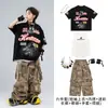 Roupas de Street Dance Infantil Tendência Cool Conjunto Solto de Manga Longa para Meninos Costume de Performance Hiphop Tendência de Marca para Crianças